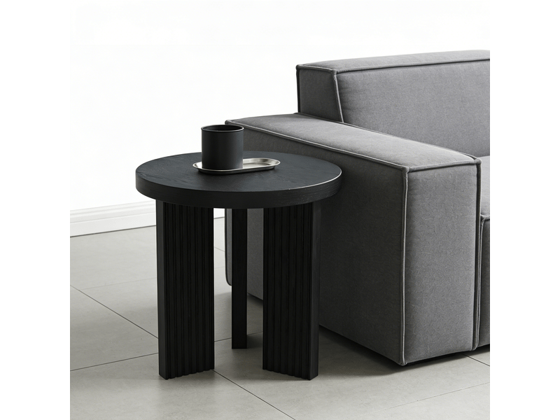 Table d’appoint ronde moderne, bois foncé, table basse déco robuste, 1 pièce - Conforama E