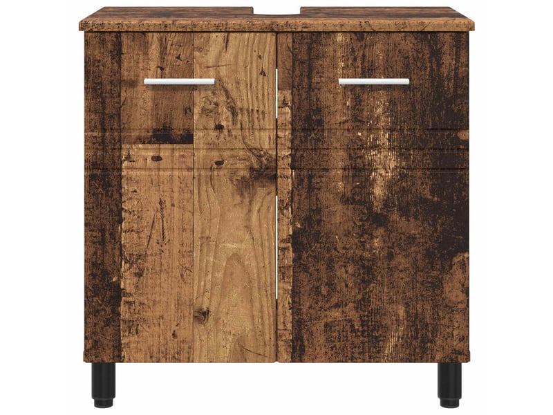 Unité de vanité de salle de bain, meuble de rangement bois ancien 60x35x60 cm shl4155 - Conforama E