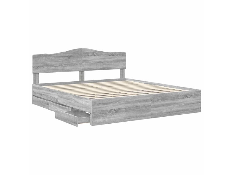 Lit double- lit adulte - cadre de lit gris sonoma 180 x 200 cm bois ingénierie - Conforama D