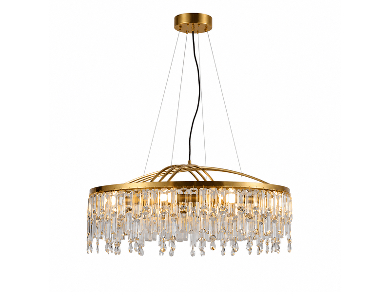  Lustre rond en cristal à pampilles d – éclairage 3 couleurs ASLED-808 - Conforama A