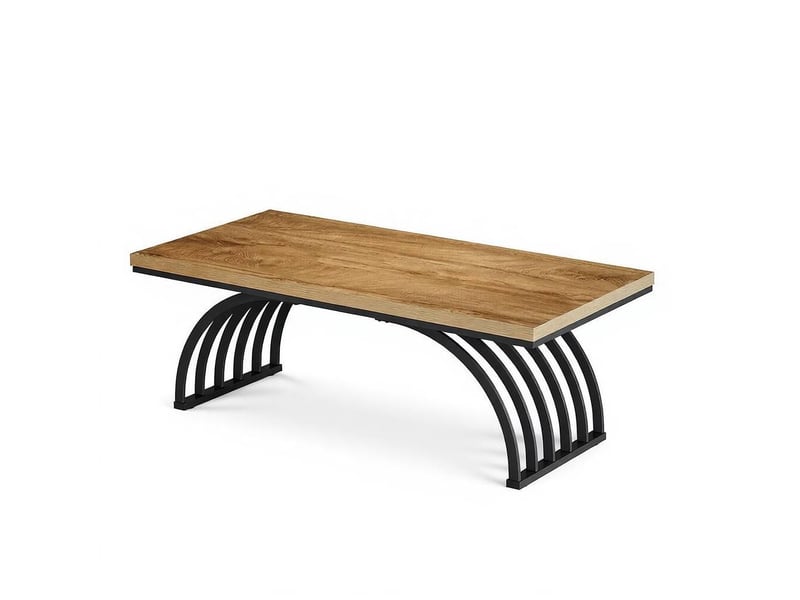  Table basse 120x60x45 cm en métal et bois noir et marron  - Conforama A