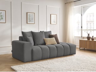 Canapé droit fixe BOBOCHIC MONT-BLANC 4 places Tissu gris