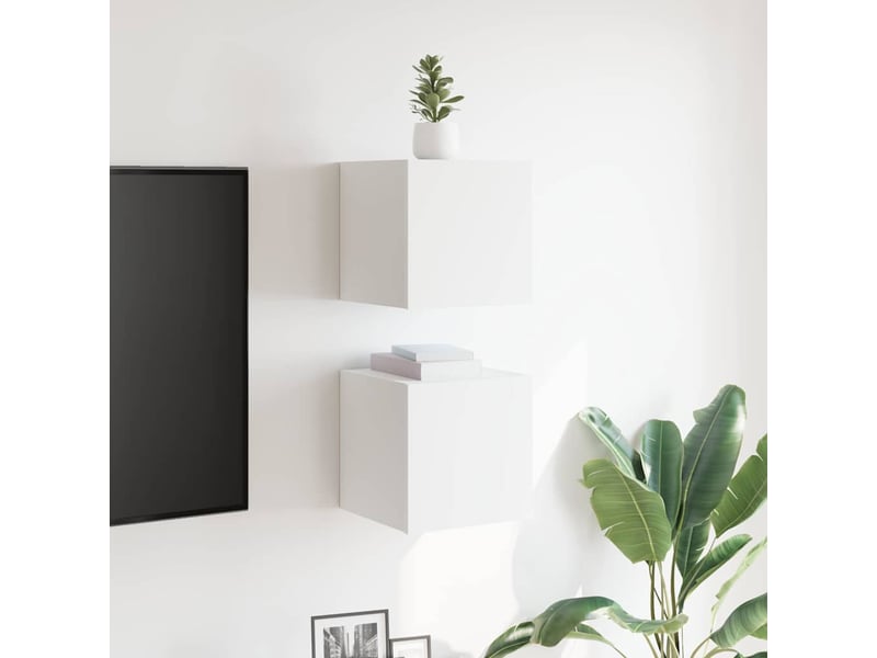  Meubles tv - banc tv - meuble de rangement muraux 2 pcs blanc 30,5x30x30 cm  - Conforama C