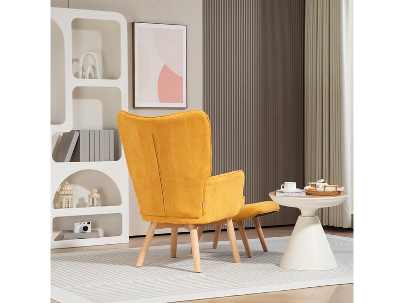  Fauteuil relax avec ottomane, capitonné en polyester orange  - Conforama C