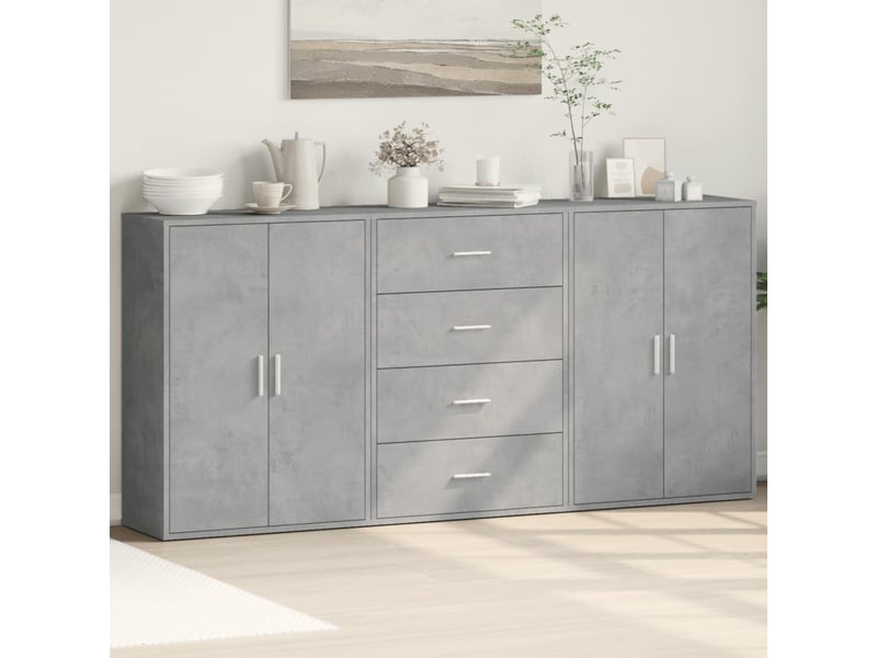  Buffets 3 pcs - bahut - meuble de rangement gris béton 60x31x84 cm bois d'ingénierie  - Conforama B