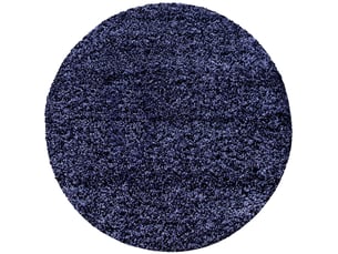 Shaggy - tapis uni rond - bleu foncé 200 x 200 cm