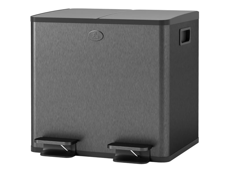  Poubelle de tri 2 x 15 l 41,7 x 36,6 x 43,2 cm noire  - Conforama A