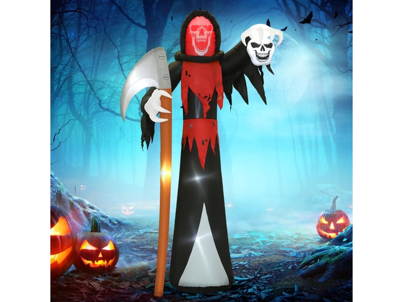  Décoration gonflable halloween faucheur avec led et yeux rouges pour jardin en polyester noir 205×115×370 cm  - Conforama C