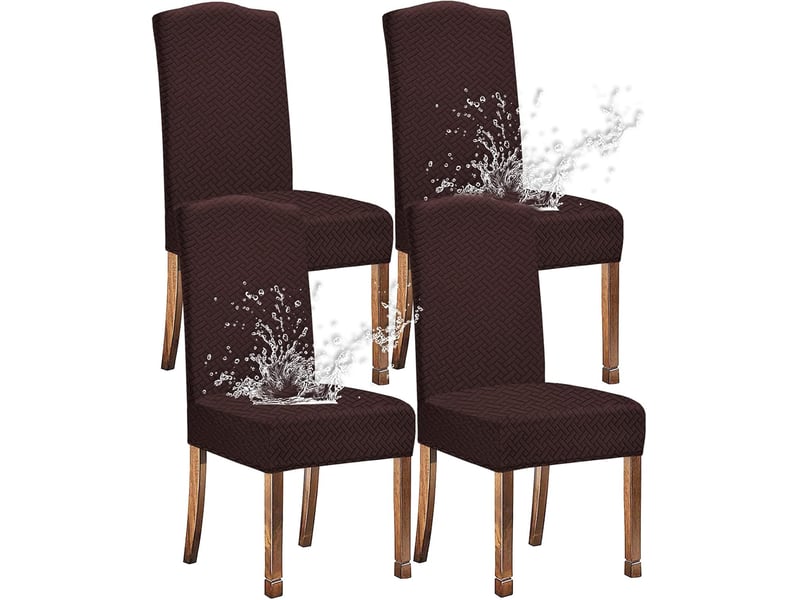  Housse de chaise - polyester - 4 pièces - marron - extensible et imperméable - décoration d'intérieur / - Conforama A