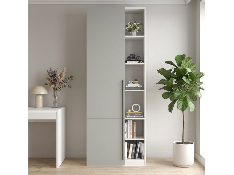  Armoire 70x50x200 cm avec tringle et 10 espaces de rangement gris  - Conforama B