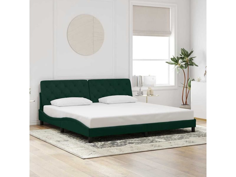Lit double- lit adulte - cadre de lit avec led sans matelas vert foncé 200x200 cm velours - Conforama C
