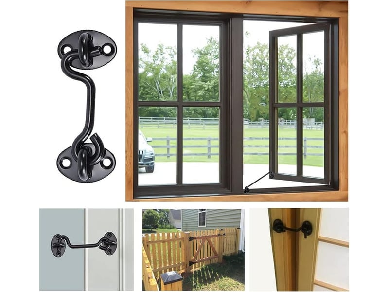  Ensemble de deux crochets de trappe, verrou de porte en acier inoxydable noir, convient aux fenêtres, portes de grange HRC0003731LY - Conforama C