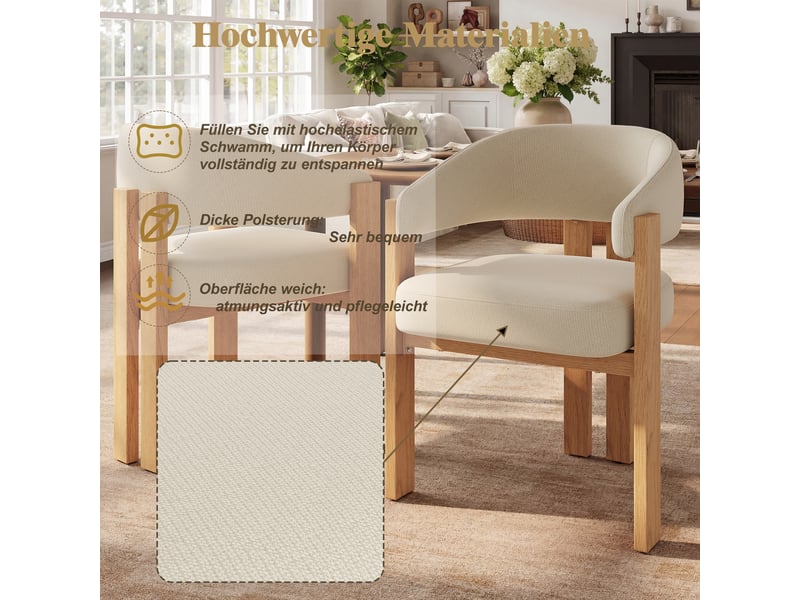  Lot de 6 chaises de salle à manger en flanelle beige pieds en fer aspect bois N620P411285M-6 - Conforama D