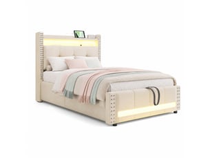 Lit simple 90x200 cm STILVORA   coloris beige