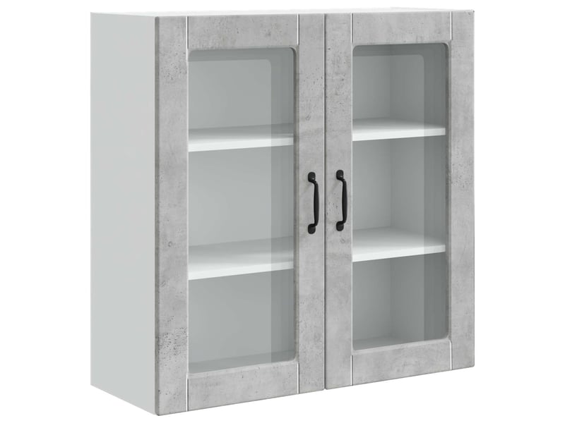Meuble mural de cuisine, cabinet en verre mural gris béton 80x31x80cm shl1811 - Conforama A