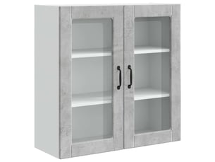 Meuble mural de cuisine, cabinet en verre mural gris béton 80x31x80cm shl1811