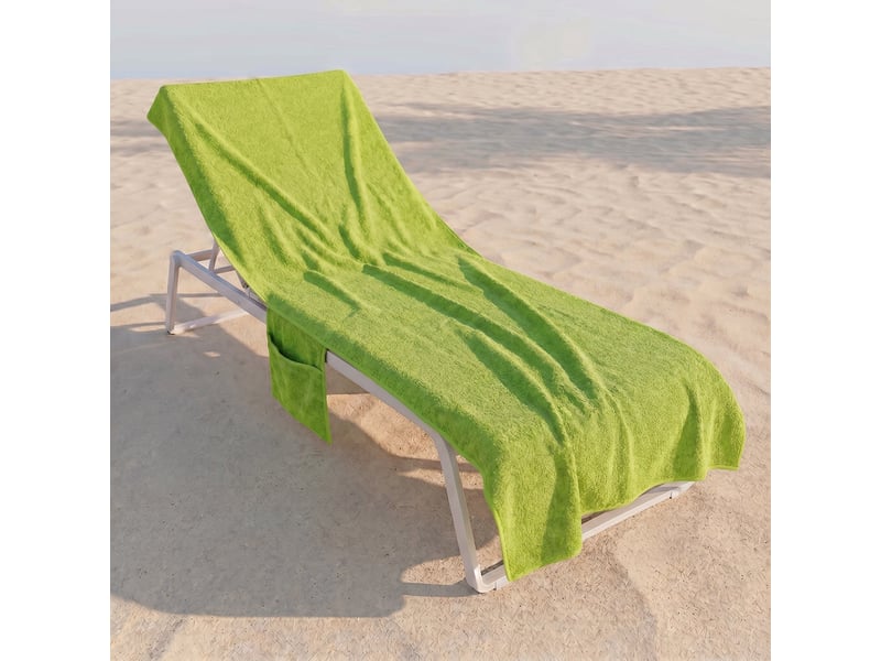  Drap de plage pour transat en éponge de coton avec poches 75x190 daline - vert foncé  - Conforama C
