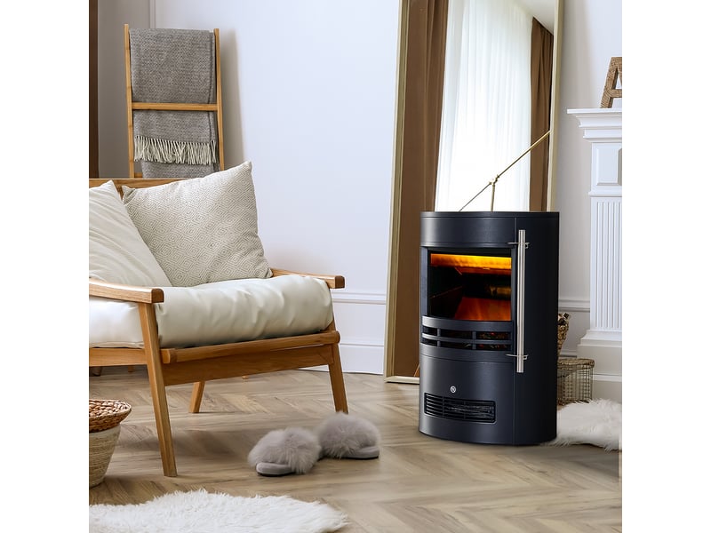  Cheminée électrique effet flamme noire, chauffage 900 w ou 2000 w, 41 x 41 x 64,5 cm  - Conforama C
