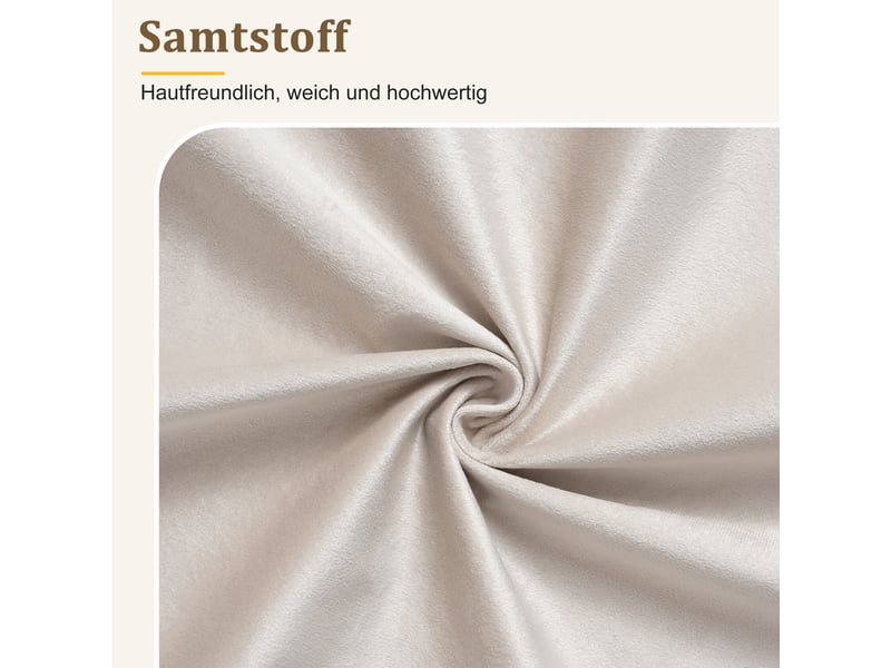  Lit coffre rembourré 160x200 cm avec rangement hydraulique, tête de lit capitonnée, sommier à lattes, pieds bois massif, velours crème Morn Vibe - Conforama E