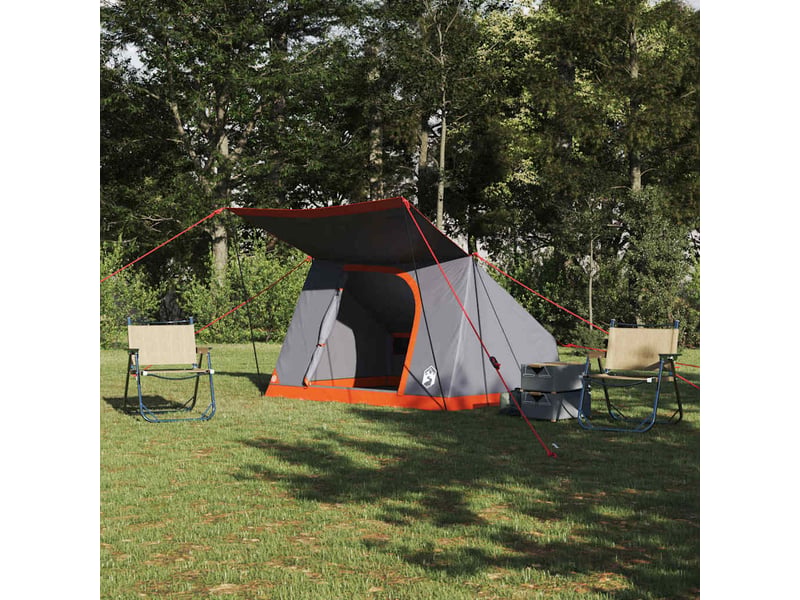 Tente de camping 4 personne gris et orange taffetas imperméable shl32958 - Conforama B