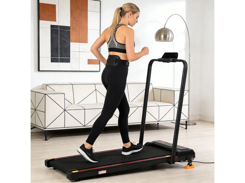  Tapis de course pliable 12 kmh, inclinaison réglable, app, led, 120 kg  - Conforama B