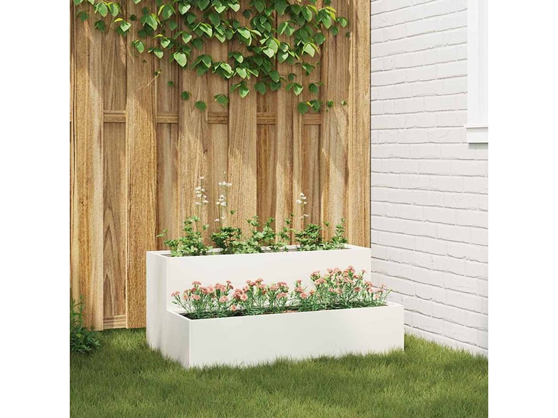 Jardinière - cache-pot de jardin blanc 100 x 60 x 45 cm acier laminé à froid - Conforama B