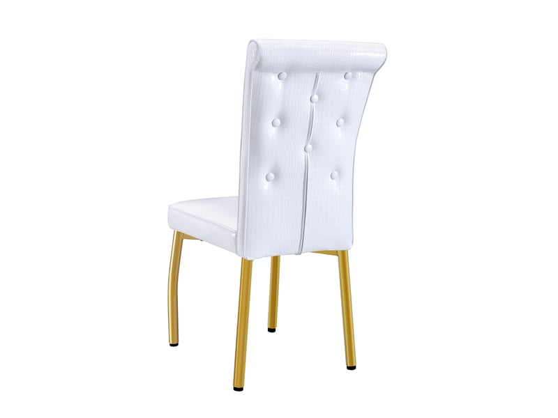 Lot de 2 chaises de salle à manger,61.5x42x101 cm,pvc et métal doré,blanc - Conforama D