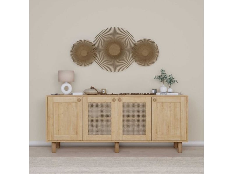  Buffet 4 portes en aggloméré bohemian noyer avec cannage (2 portes)  - Conforama B