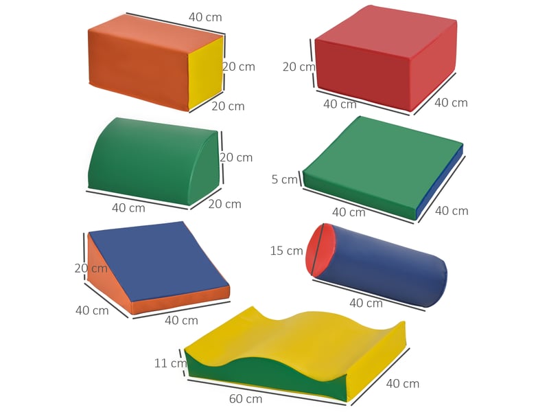  7pcs module motricité bébé parcours motricité bébé blocs de construction en mousse epe avec housse en polyuréthane - jouets éducatifs pour enfants d'âge préscolaire, multicolore  - Conforama C