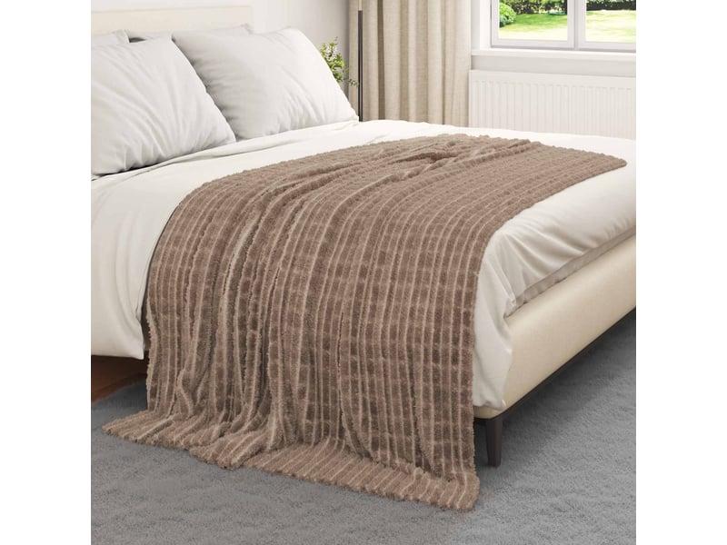  Couverture jetée de canapé 6 pcs camel 200x150 cm 4.5 kg toison  - Conforama C