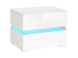 Table de chevet avec éclairage led rgb intégré, 2 tiroirs, 4 modes d'éclairage et 16 couleurs, en aggloméré, 60 x 39 x 47 cm, blanche