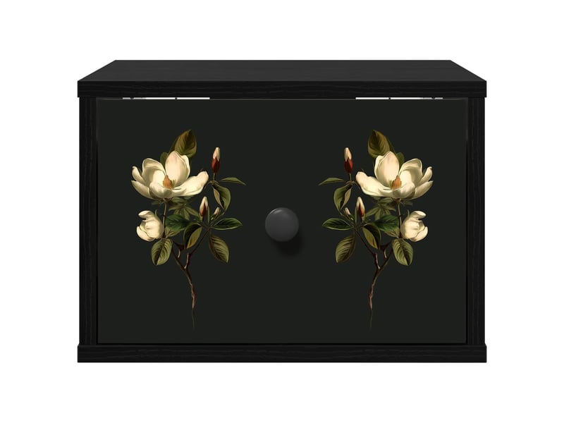 Table de chevet - cabinet de chevet - table de nuit mural bremen chêne noir 36 x 33 x 25 cm  - Conforama C