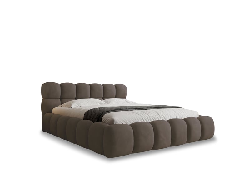 Lit coffre tomaso 180cm velours taupe  - Conforama A
