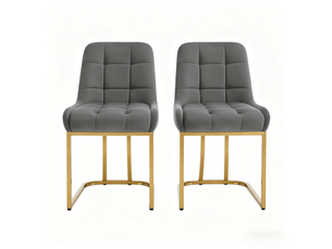 Lot de 2 chaises de salle à manger,avec structure dorée,velours,gris foncé