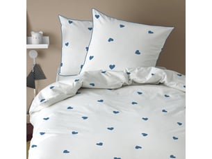 Parure de lit imprimée 100% coton, pluie de coeurs 240x220+2x65x65cm