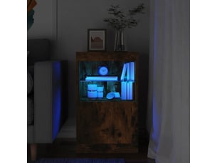 Buffet - bahut - meuble de rangement avec lumières led chêne fumé 41x37x67 cm