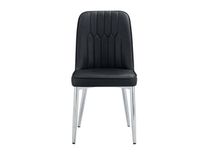 Lot de 6 chaises de salle à manger en simili cuir noir, pieds métal argenté