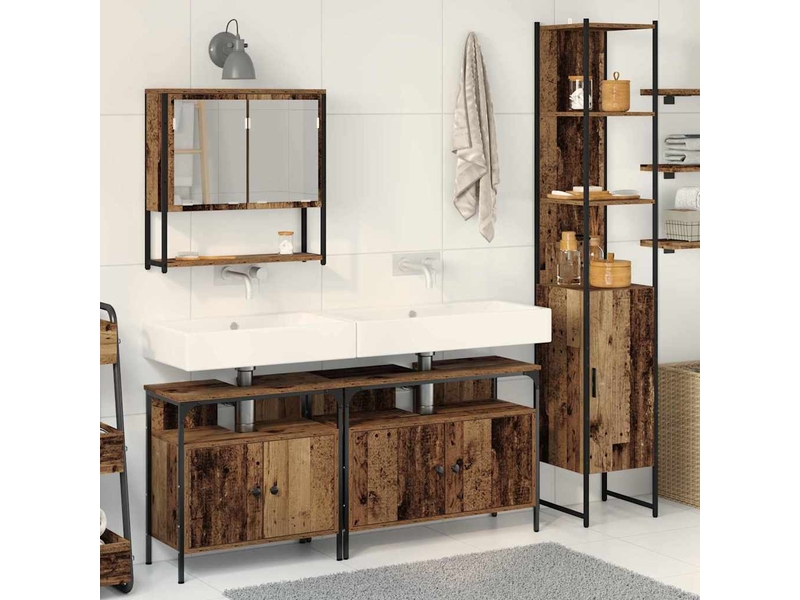  Ensemble de mobilier de salle de bain 4 pièces bois ancien cf64542  - Conforama B