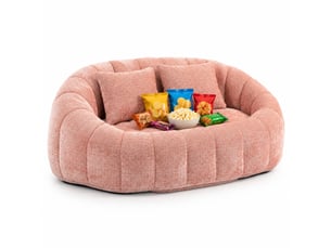 Pouf poire en chenille, avec dossier haut et accoudoirs, assise au sol pour salon et chambre, rose
