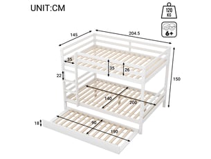 Lit mezzanine 140x200 cm <strong></strong>  <strong></strong> coloris blanc