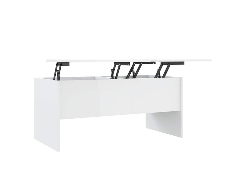  Table basse rectangulaire | table de salon blanc brillant 102x50,5x46,5 cm bois d'ingénierie  - Conforama A