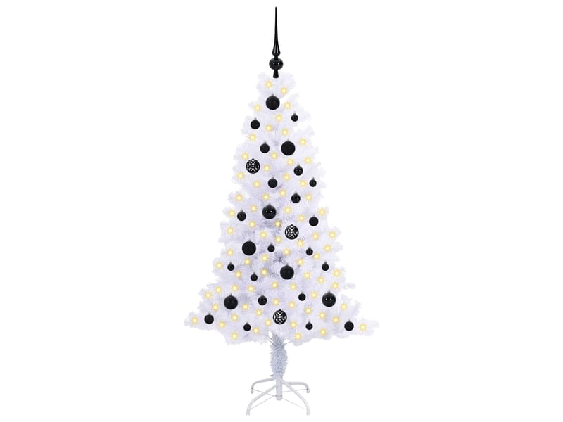  Sapin de noël - arbre de noël artificiel avec 150 led blanc 150 cm pvc et acier  - Conforama C