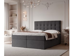 Lit coffre 160x200 cm <strong>IDOHOME</strong>  <strong>IMPERIAL</strong> coloris gris