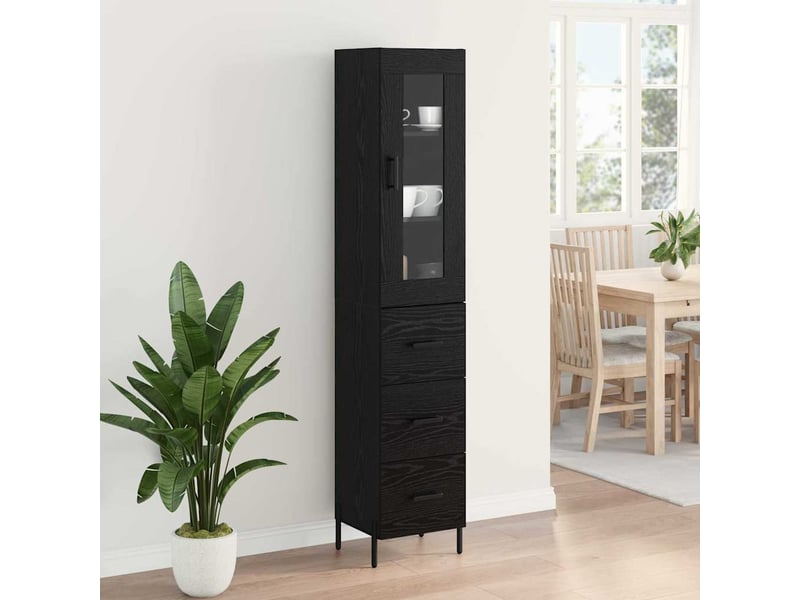  Buffet - haut armoire chêne noir 34,5 x 34 x 180 cm bois d'ingénierie  - Conforama D