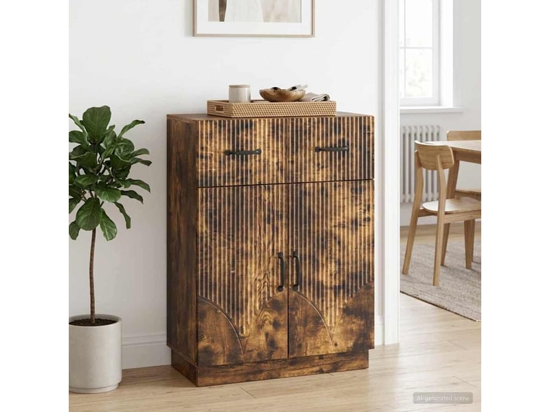  Buffet - bahut - meuble de rangement chêne fumé 66 x 34,5 x 87 cm bois d'ingénierie  - Conforama D