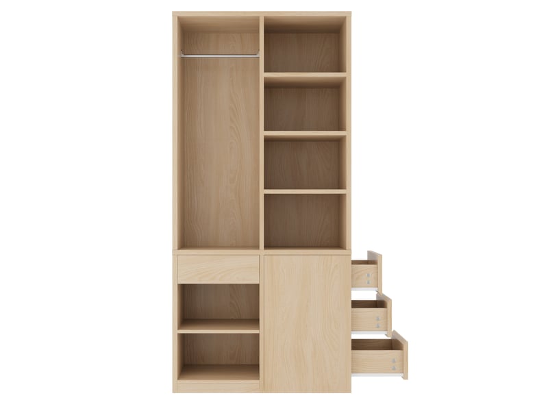  Armoir penderie avec 4 tiroirs 70x50x170 cm, bois clair  - Conforama A
