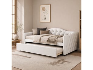 Lit gigogne 90x200 cm <strong>OKWISH</strong>  <strong></strong> coloris beige