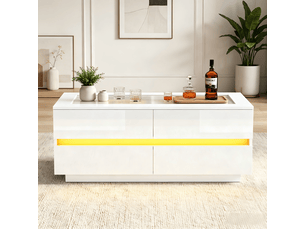 Table basse rectangulaire coloris blanc - 50 cmx100 cm