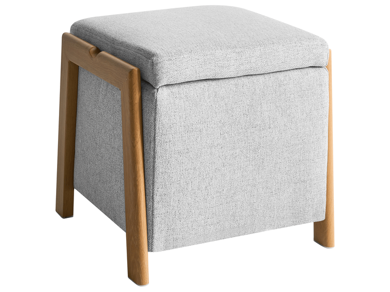 Pouf de rangement edland tissu 45 cm 43 cm gris clair  - Conforama A