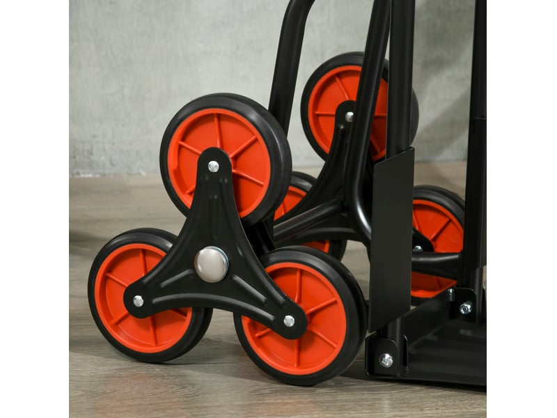 Chariot monte-escalier 60 x 45 x 109 cm noir en acier, pliable avec poignée réglable, charge 120 kg - Conforama E
